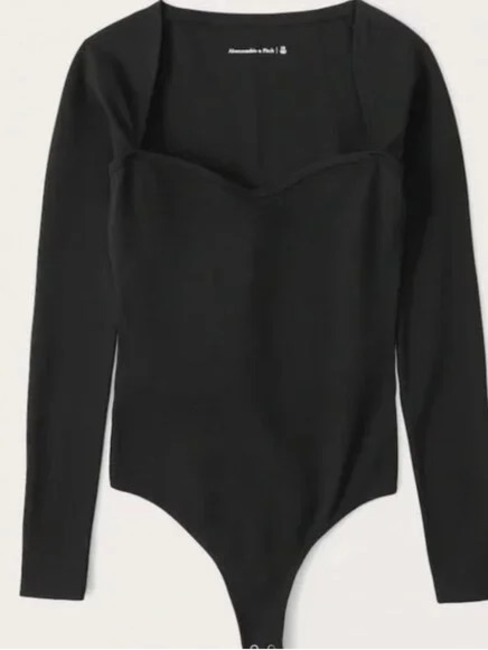 Abercrombie & Fitch Black Long-Sleeve Square Neck Bodysuit
